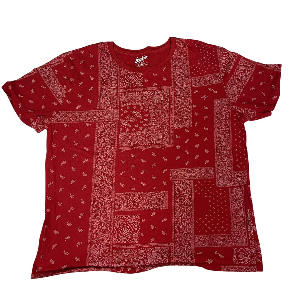 Brooklyn Cloth Shirt Mens 3XL Red Bandana Paisley Allover Graphic Tee T-Shirt